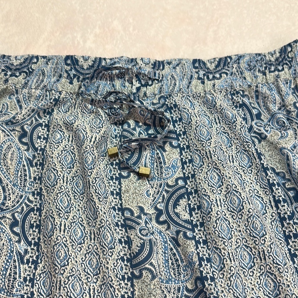 Hester & Orchard Blue Paisley Print Rayon Pull-on Boho Wide Leg Lounge Pants XL - Picture 7 of 10